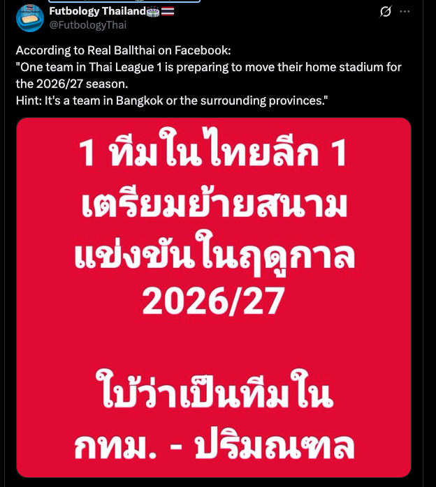 Futbology Tweet on the BKK Vicinity Stadium Move