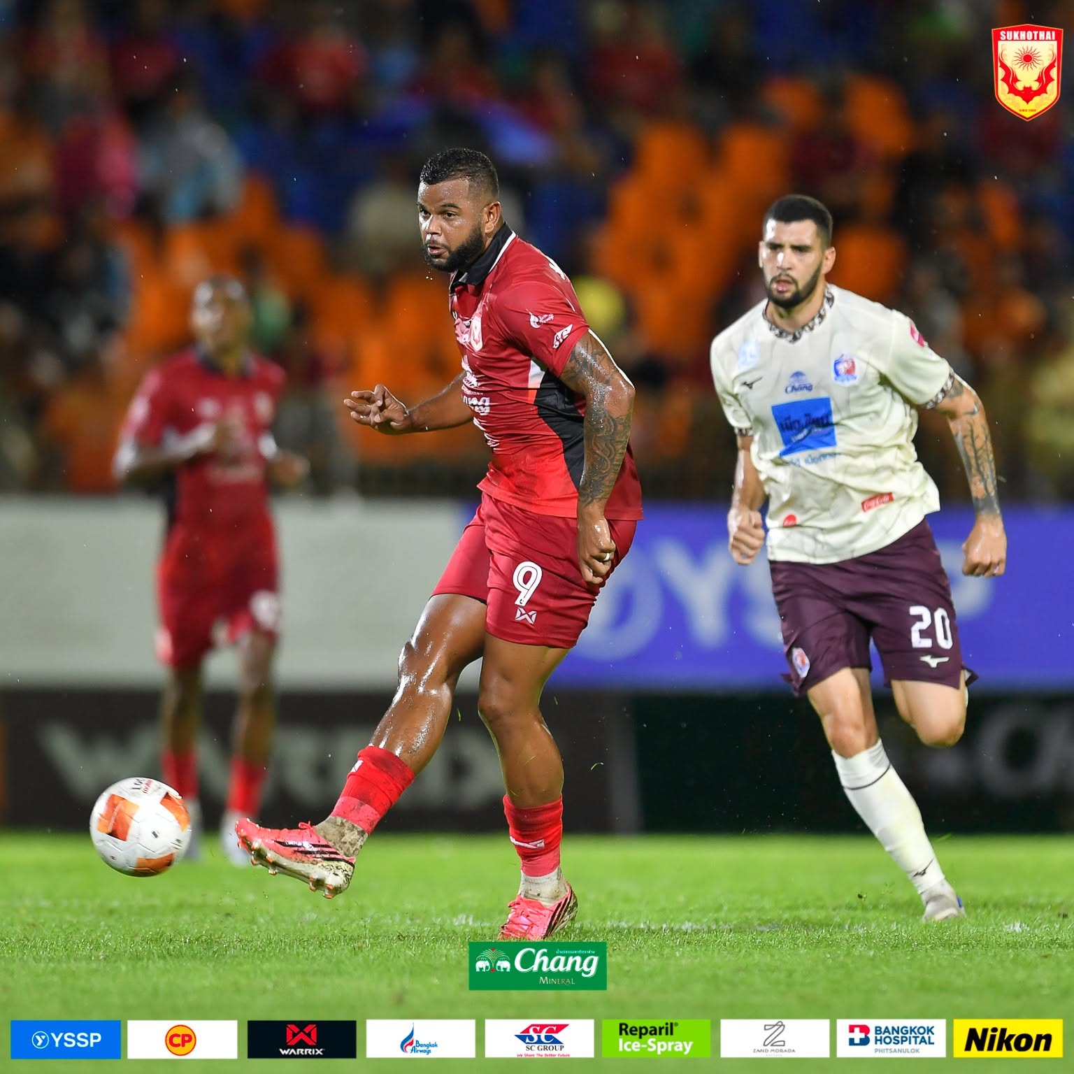 Sukhothai players celebrate their first win of the season against Port