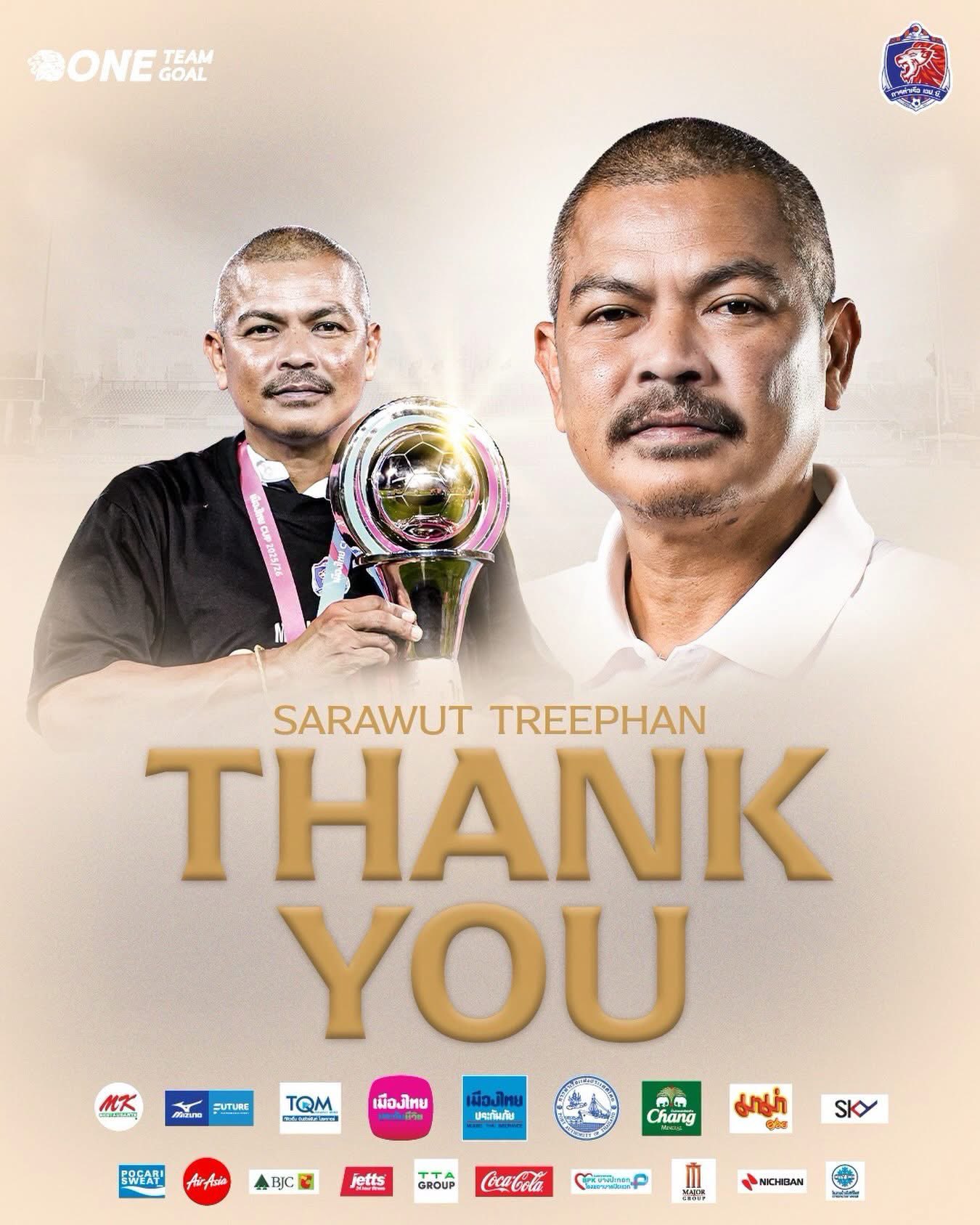 Port's thank-you graphic for Sarawut Treephan, pictured with the League Cup