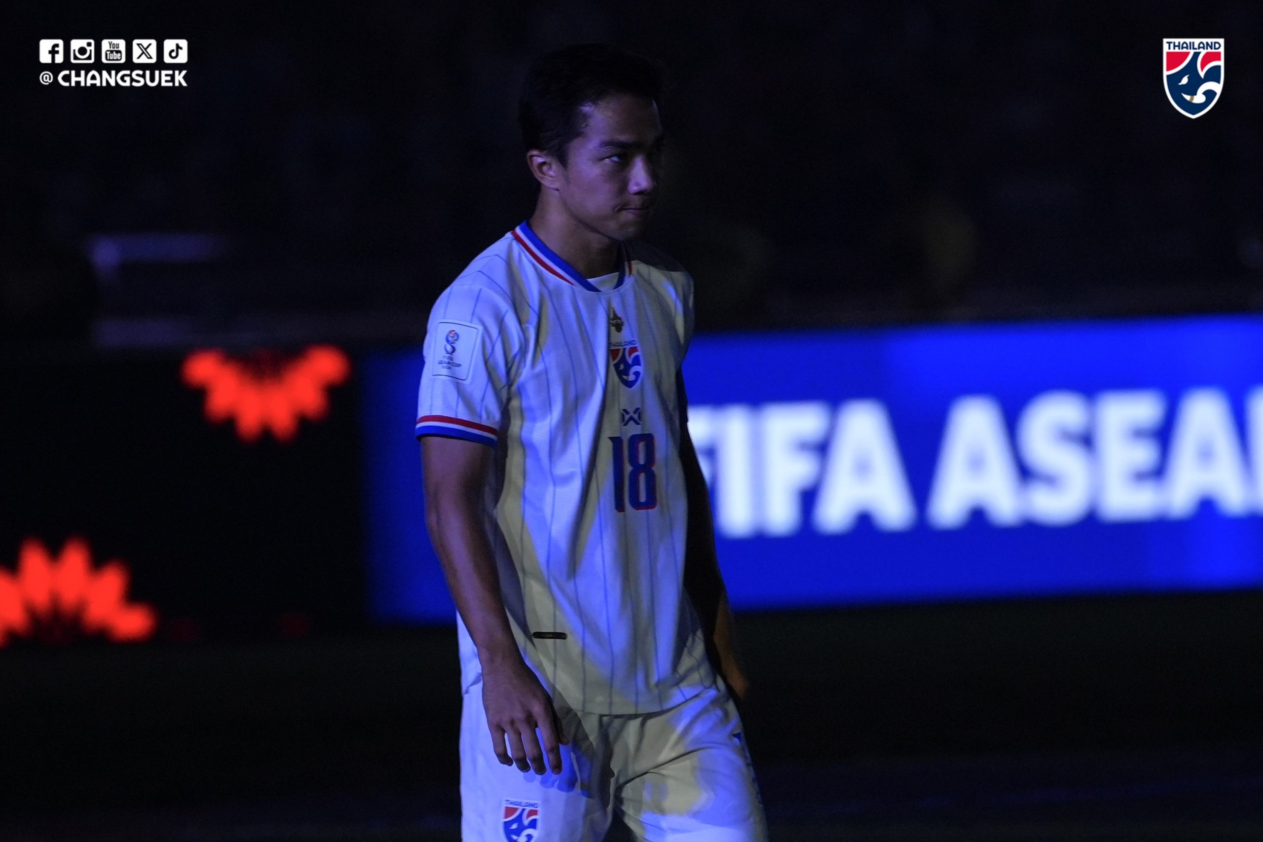Chanathip Songkrasin walks across the pitch after the final